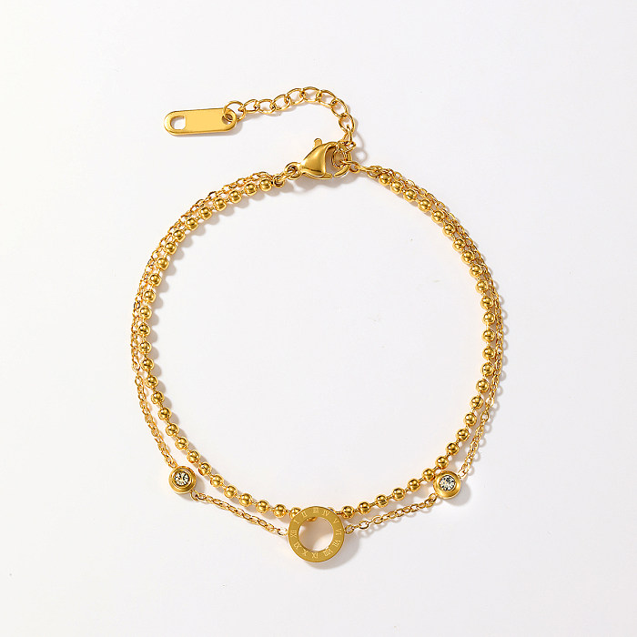 Bracelets plaqués or 18 carats en acier inoxydable avec croix de style simple, vente en gros