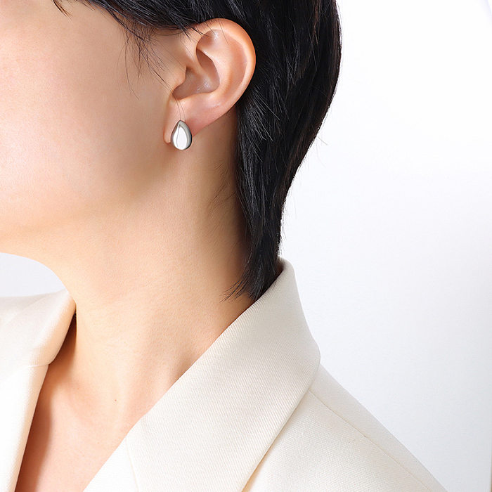 Boucle d'oreille rétro géométrique en forme de goutte d'eau pour femme, en acier inoxydable plaqué or 18 carats, ornement