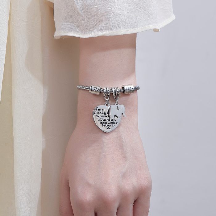Modern Style Heart Shape Stainless Steel Polishing Bracelets