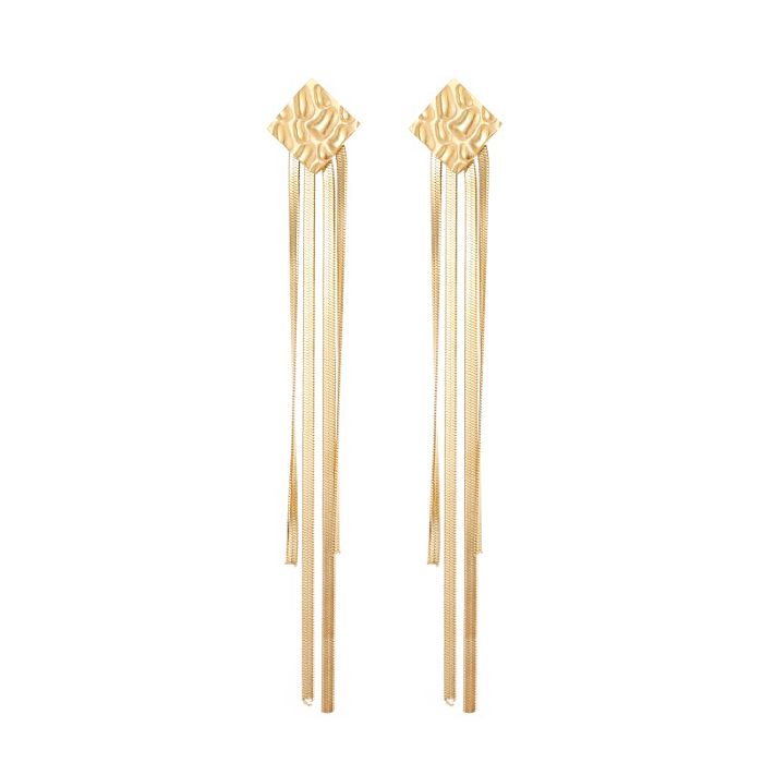 1 Pair Simple Style Classic Style Water Droplets Tassel Plating Inlay Stainless Steel  Pearl Zircon Gold Plated Drop Earrings