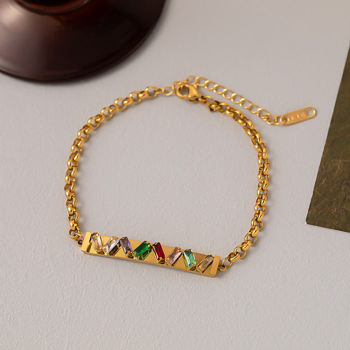 Bracelets de Zircon incrustés de placage d'acier de titane multicolore de dame