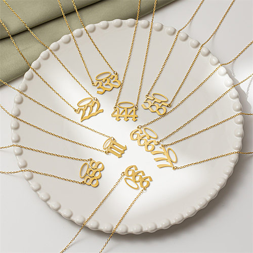 Elegante Halskette mit Anhänger aus Edelstahl mit Zahlen-Edelstahlbeschichtung