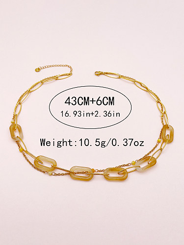 IG Style Vacation Oval Stainless Steel  Arylic Layered Plating Gold Plated Necklace
