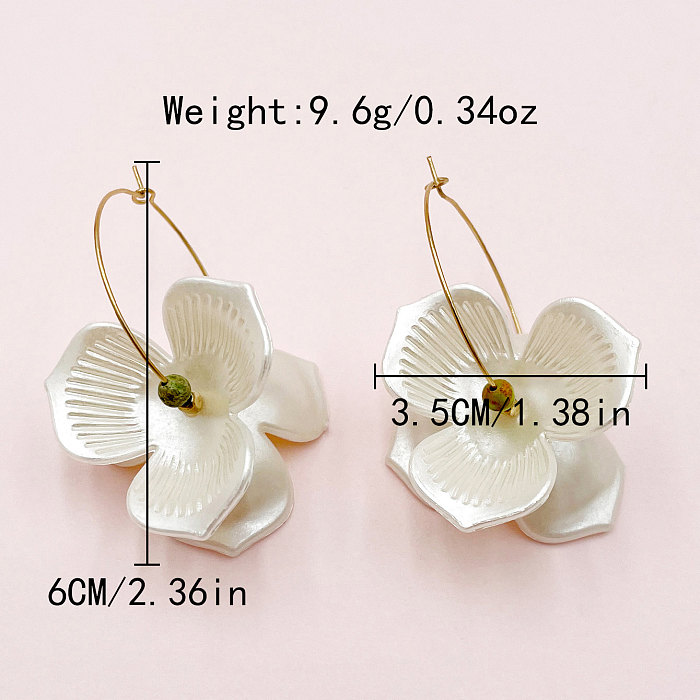 Boucles d'oreilles pendantes en acier inoxydable, 1 paire, Style Simple, placage de fleurs