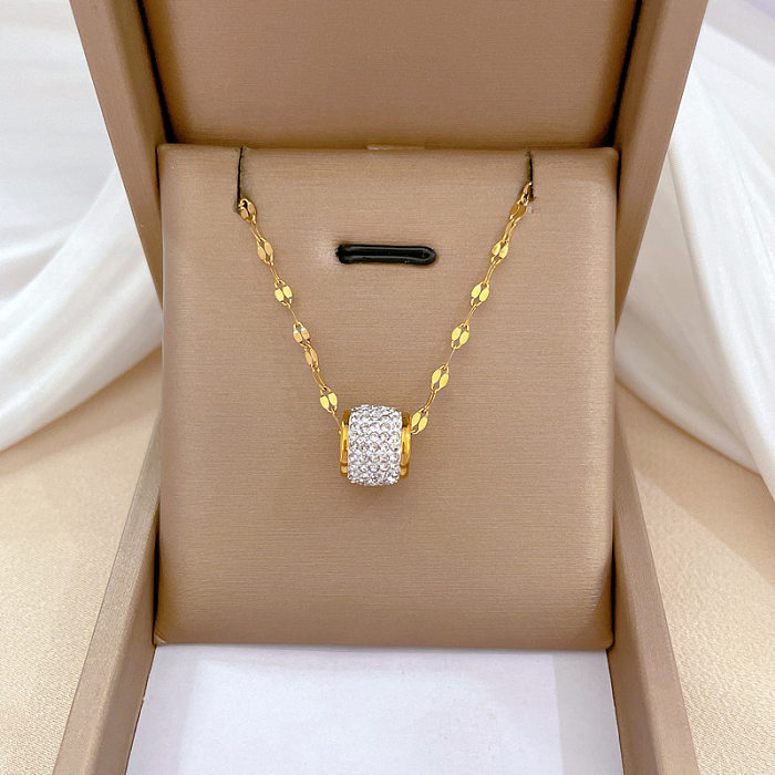 Venta al por mayor Collar con colgante de diamantes de imitación de acero inoxidable geométrico de estilo simple
