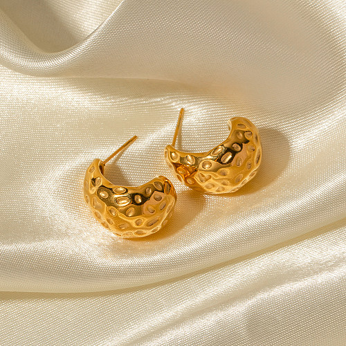 1 paire de clous d'oreilles plaqués or 18 carats en acier inoxydable plaqué couleur unie de style IG
