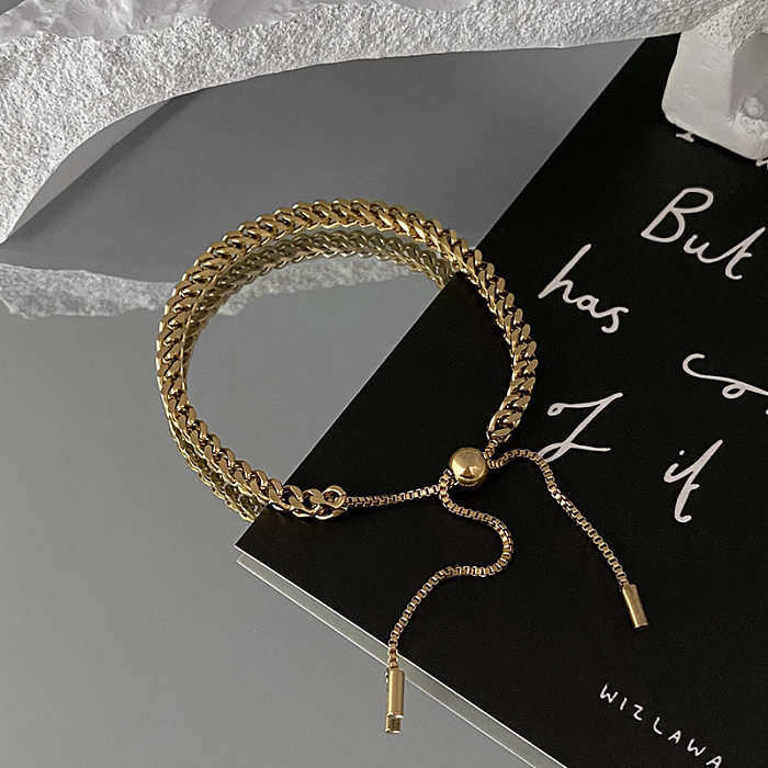 Simple Style Solid Color Titanium Steel Braid Bracelets 1 Piece