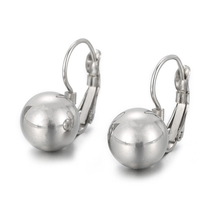 1 paire de boucles d'oreilles en acier inoxydable plaqué or et argent, Style Simple, plaqué boule