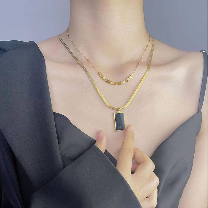 Elegant Simple Style Geometric Stainless Steel Plating 18K Gold Plated Layered Necklaces