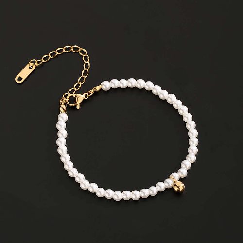 Bracelets plaqués or décontractés et élégants en acier titane avec perles