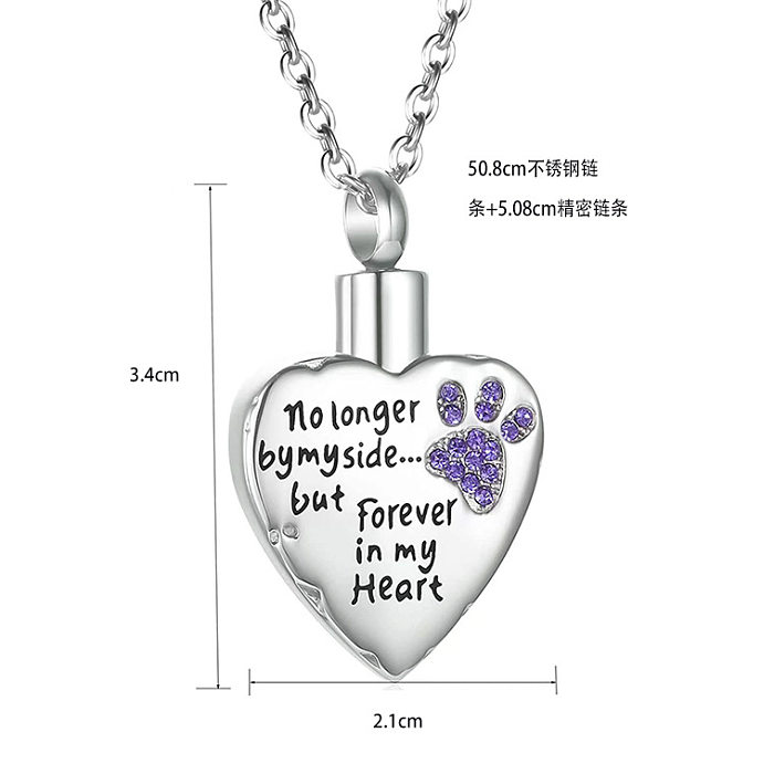Casual Elegant Korean Style Heart Shape Stainless Steel  Plating Inlay Zircon Pendant Necklace