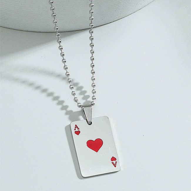 Unisex Fashion Poker Edelstahl Halskette Polieren Keine eingelegten Halsketten