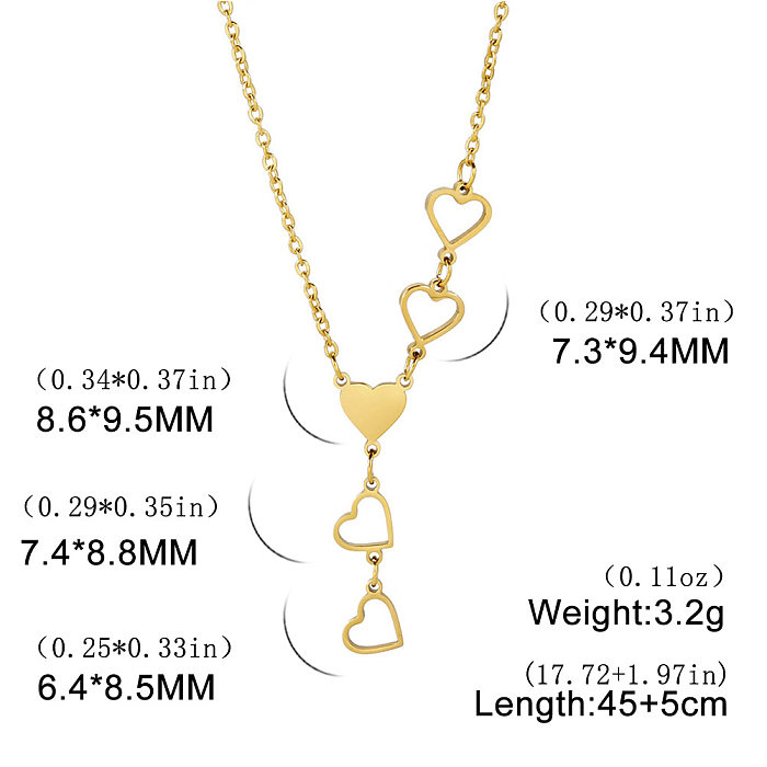Simple Style Heart Shape Stainless Steel  Plating Necklace