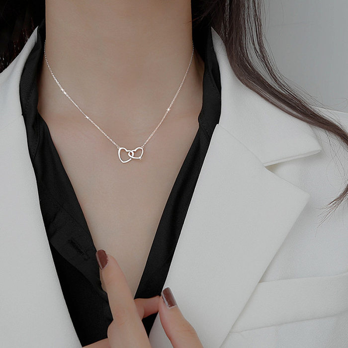 Simple Style Heart Shape Stainless Steel Plating Pendant Necklace
