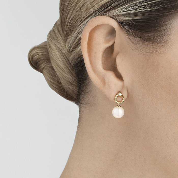 Boucles d'oreilles géométriques en acier inoxydable, incrustation de perles artificielles en Zircon, 1 paire