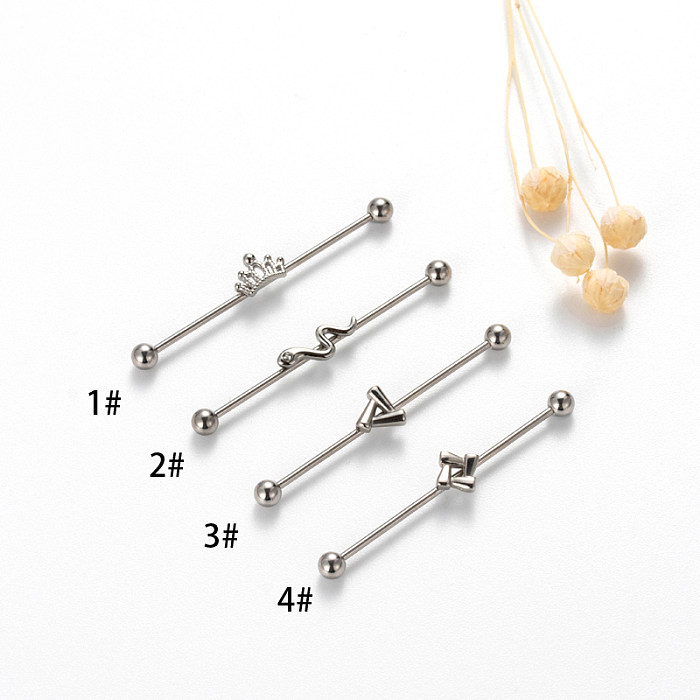 1 Piece Simple Style Crown Snake Plating Stainless Steel  18K Gold Plated Ear Studs