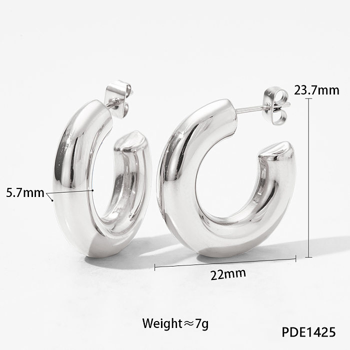 1 Pair Simple Style C Shape Plating Stainless Steel  14K Gold Plated White Gold Plated Gold Plated Ear Studs