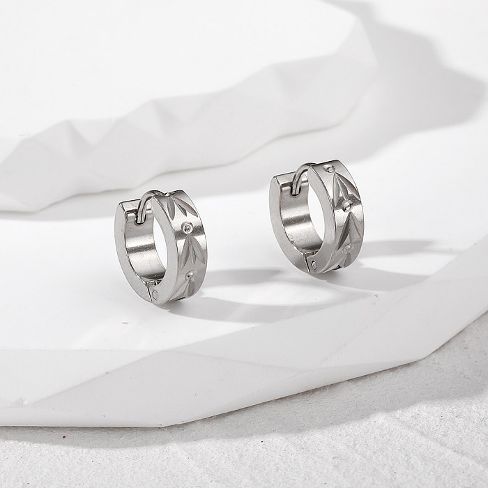 1 Pair Simple Style Color Block Inlay Stainless Steel  Zircon Earrings