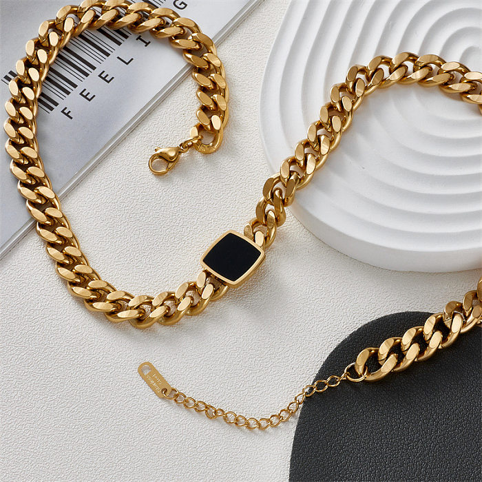 New Style Simple Square Stainless Steel  Oil Dripping Clavicle Chain