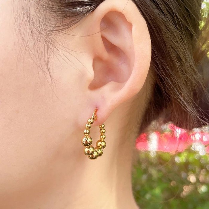1 Paar Retro-Ohrringe aus viereckigem, rundem, herzförmigem, poliertem Edelstahl mit 18-Karat-Vergoldung