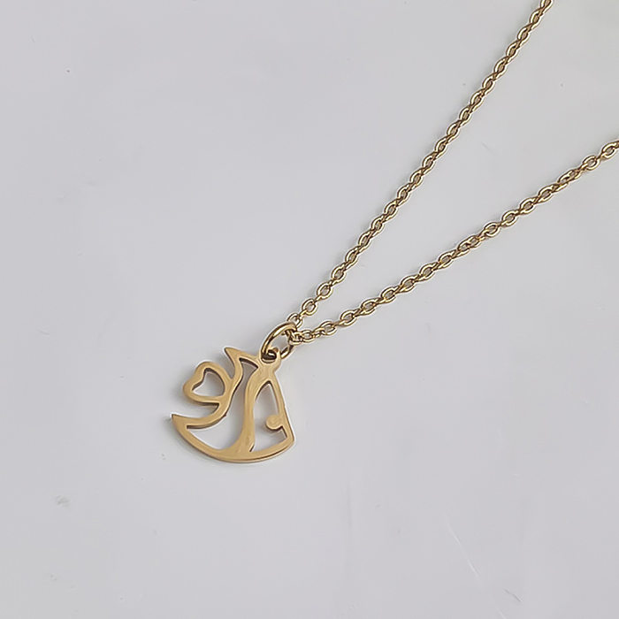 Cute Simple Style Dolphin Octopus Fish Tail Stainless Steel  18K Gold Plated Pendant Necklace In Bulk