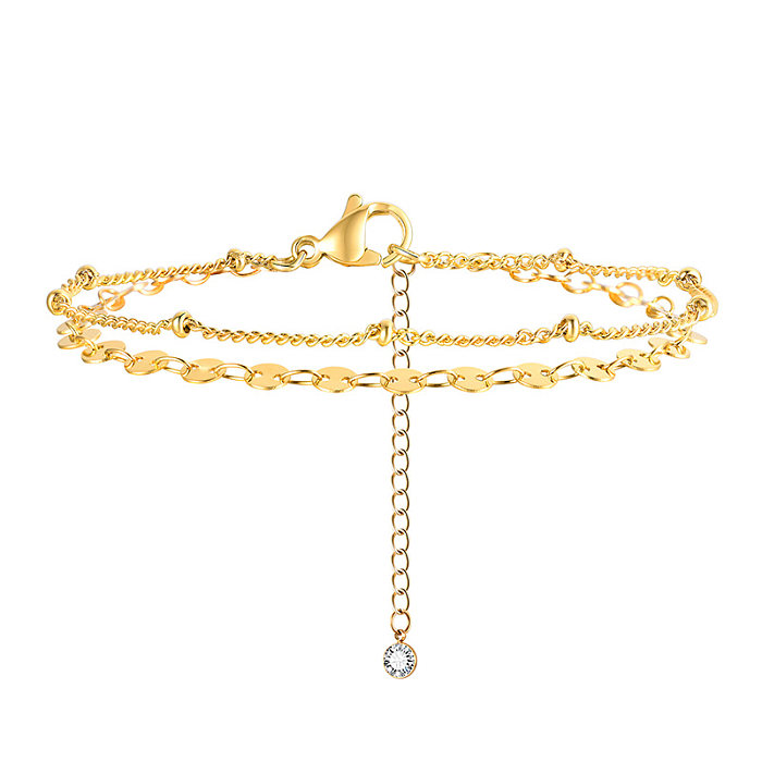 INS Style French Style Heart Shape Stainless Steel Pearl Plating 18K Gold Plated Bracelets