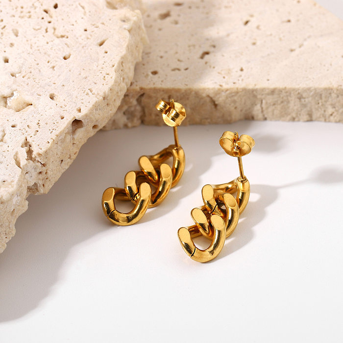 Boucles d'oreilles simples en acier inoxydable plaqué or, anneau à jante géométrique, pendentif, bijoux, vente en gros