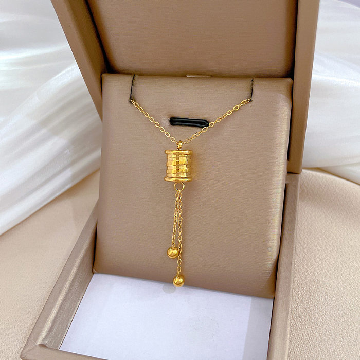 Retro Solid Color Stainless Steel Gold Plated Pendant Necklace In Bulk