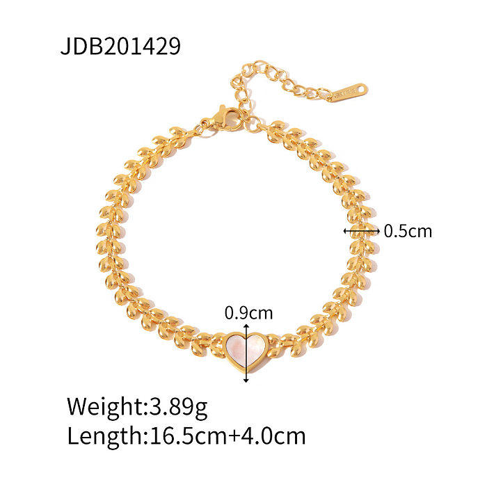 Fashion Heart Shape Stainless Steel Gold Plated Shell Bracelets