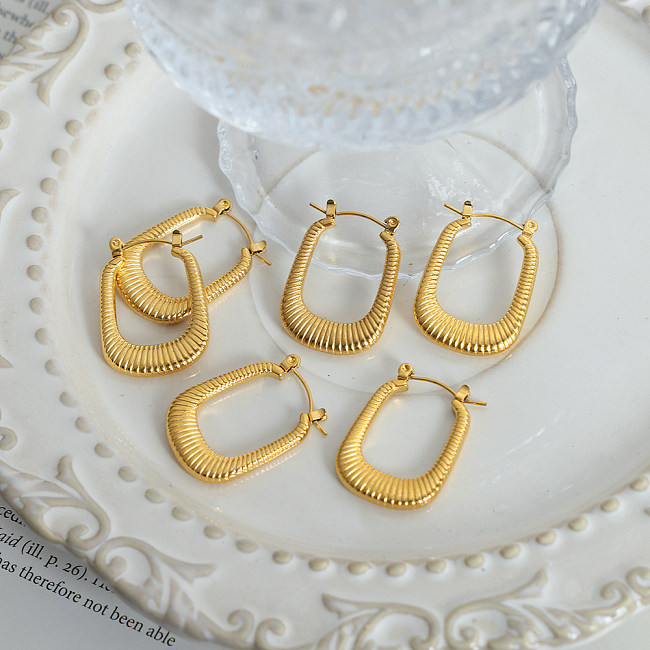 1 Pair Hip-Hop Simple Style Rectangle Plating Stainless Steel 18K Gold Plated Hoop Earrings