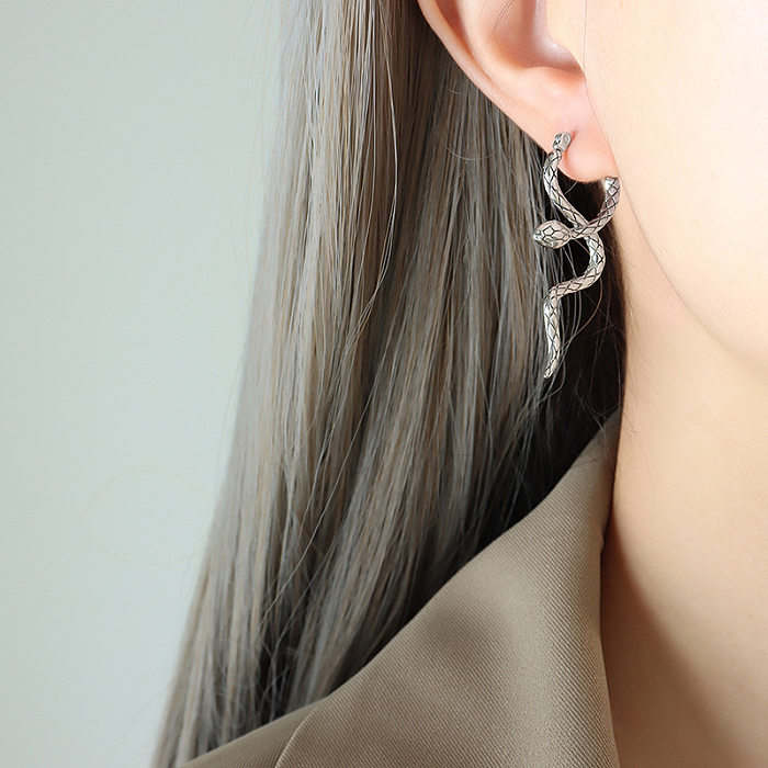 Fashion Snake Stainless Steel Plating Earrings 1 Pair