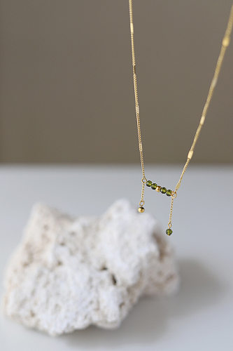 Elegant Geometric Stainless Steel Necklace Plating Artificial Crystal Stainless Steel  Necklaces