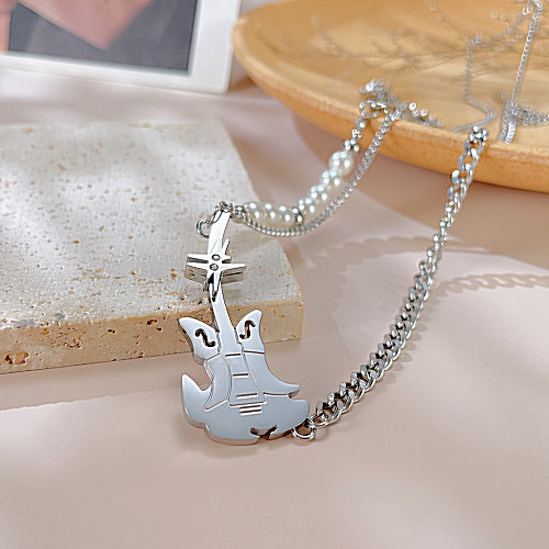 IG Style Streetwear Guitar Stainless Steel  Pendant Necklace