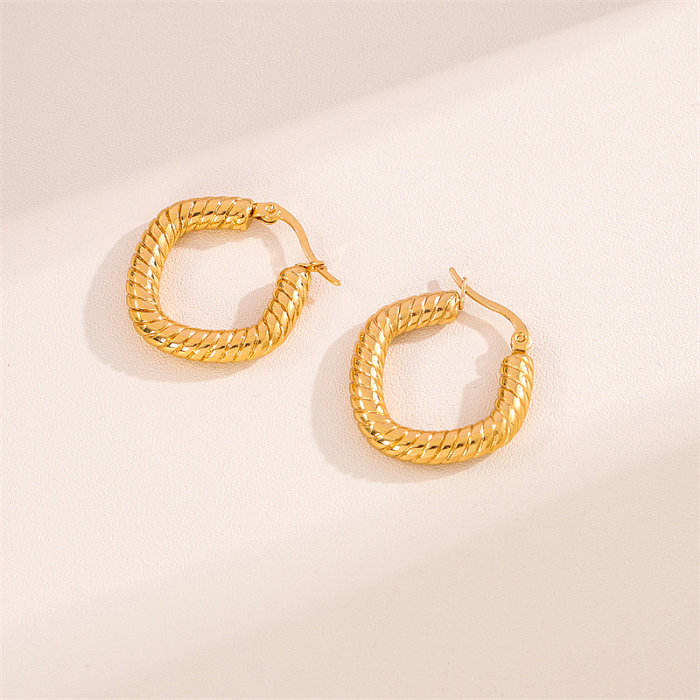 1 Pair Simple Style Irregular Round Plating Stainless Steel  18K Gold Plated Ear Studs