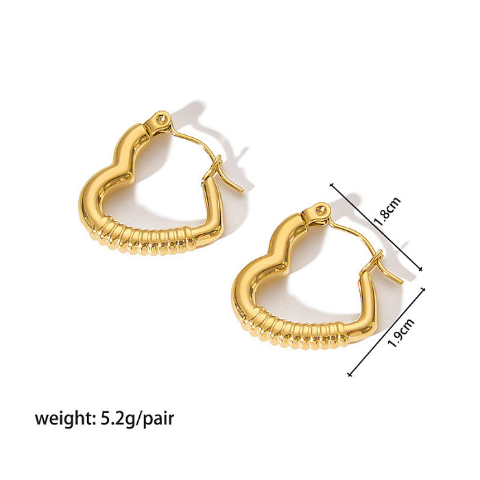 1 Pair IG Style Heart Shape Plating Stainless Steel  18K Gold Plated Earrings