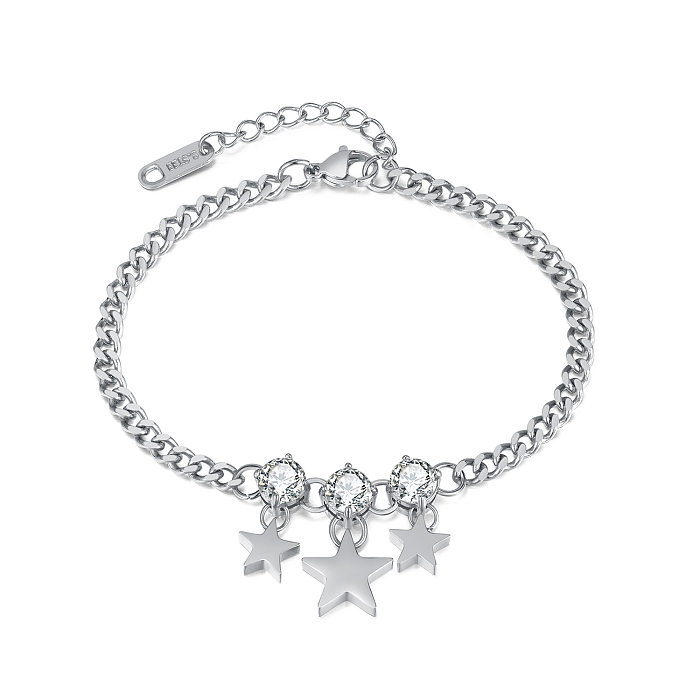 Bracelets de Zircon incrustés de placage d'acier inoxydable d'étoile de style simple
