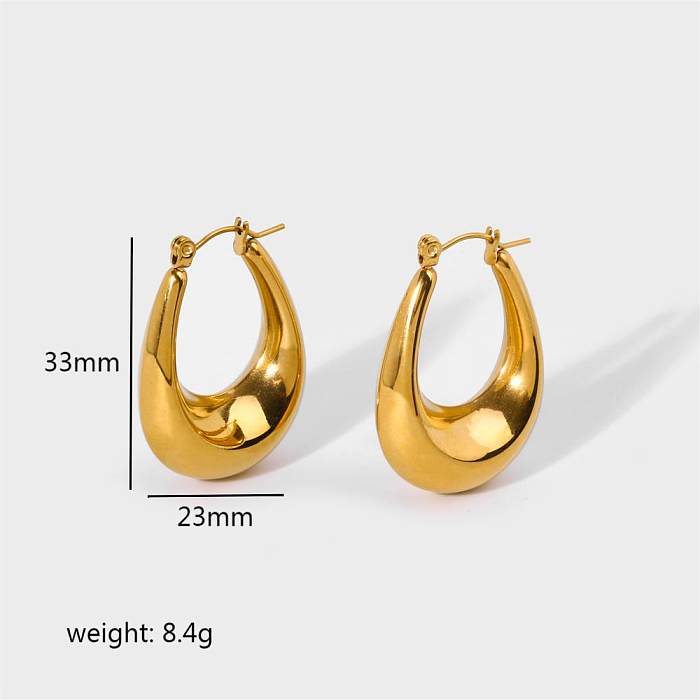 1 Pair Casual Simple Style U Shape Plating Stainless Steel  18K Gold Plated Hoop Earrings