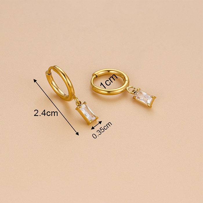 Setor de moda formato de coração aço inoxidável banhado a ouro borla banhado a ouro incrustação de zircão brincos 1 par