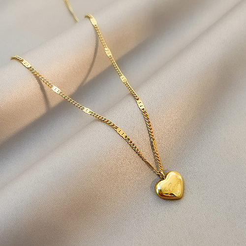 Fashion Simple Style Heart Shape Stainless Steel Plating Necklace
