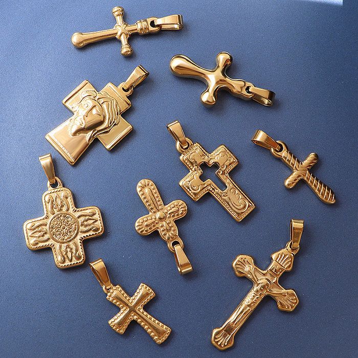 Collier pendentif en acier inoxydable avec croix de mode, placage de colliers en acier inoxydable