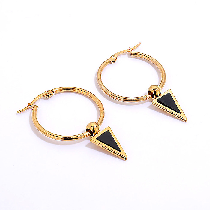 Modische Dreieck-Ohrringe aus Edelstahl, vergoldete Edelstahl-Ohrringe, 1 Paar