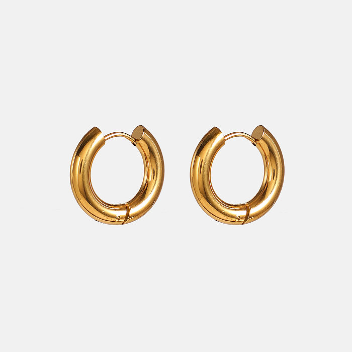 European And American Earrings 4mm Thickness Inner Diameter 12mm Classic Stainless Steel  Hoop Earrings Jewelry