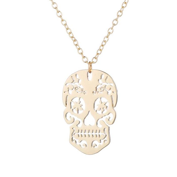 1 Piece Retro Skull Stainless Steel  Plating Pendant Necklace