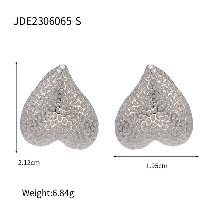 1 paire de clous d'oreilles en acier inoxydable plaqué or 18 carats, Style Simple et élégant, en forme de cœur