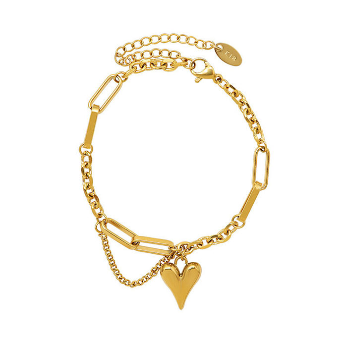 Elegante estilo vintage em forma de coração pulseiras banhadas a ouro 18K de titânio