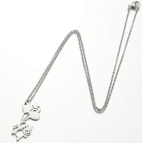 1 Piece Retro Cartoon Character Heart Shape Stainless Steel  Stainless Steel Plating Pendant Necklace