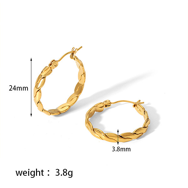 1 Pair Simple Style Circle Plating Stainless Steel  18K Gold Plated Hoop Earrings