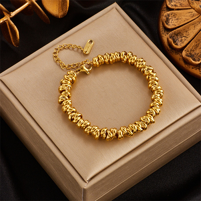 Hip-Hop Geometric Titanium Steel Gold Plated Bracelets 1 Piece