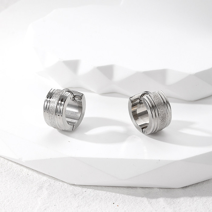 1 Pair Simple Style Round Stainless Steel  Earrings