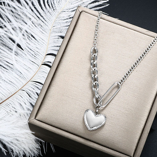 Fashion Heart Shape Stainless Steel Plating Pendant Necklace 1 Piece